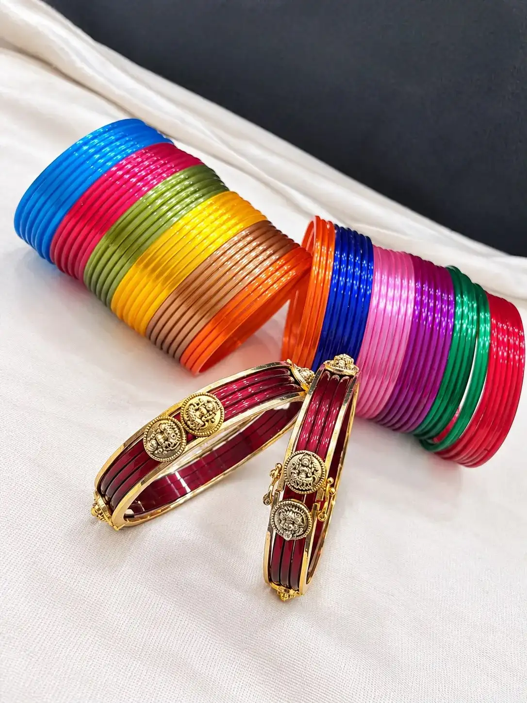 Antique Polish Lakshmi Coin Changeable Bangle Set